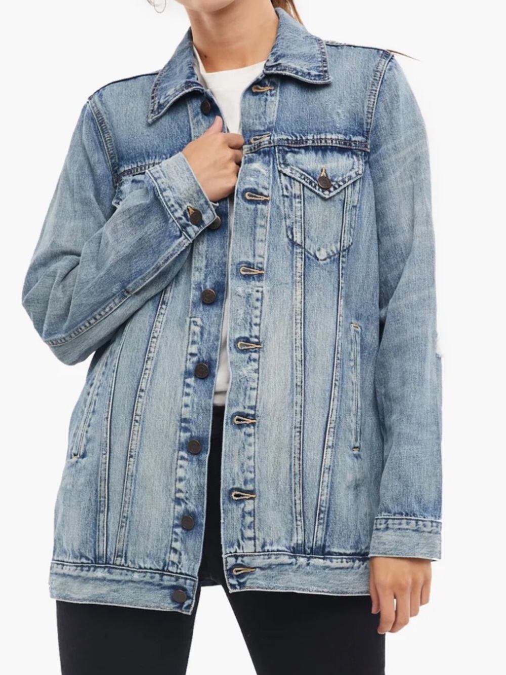 NWT ABLE The Long Merly Denim Jacket Generous Size XXS Retail $179.00